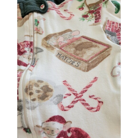 Burts Bees Baby Organic Cotton Pajama Sleeper 6-9 Months Christmas Mouse - Picture 6 of 7